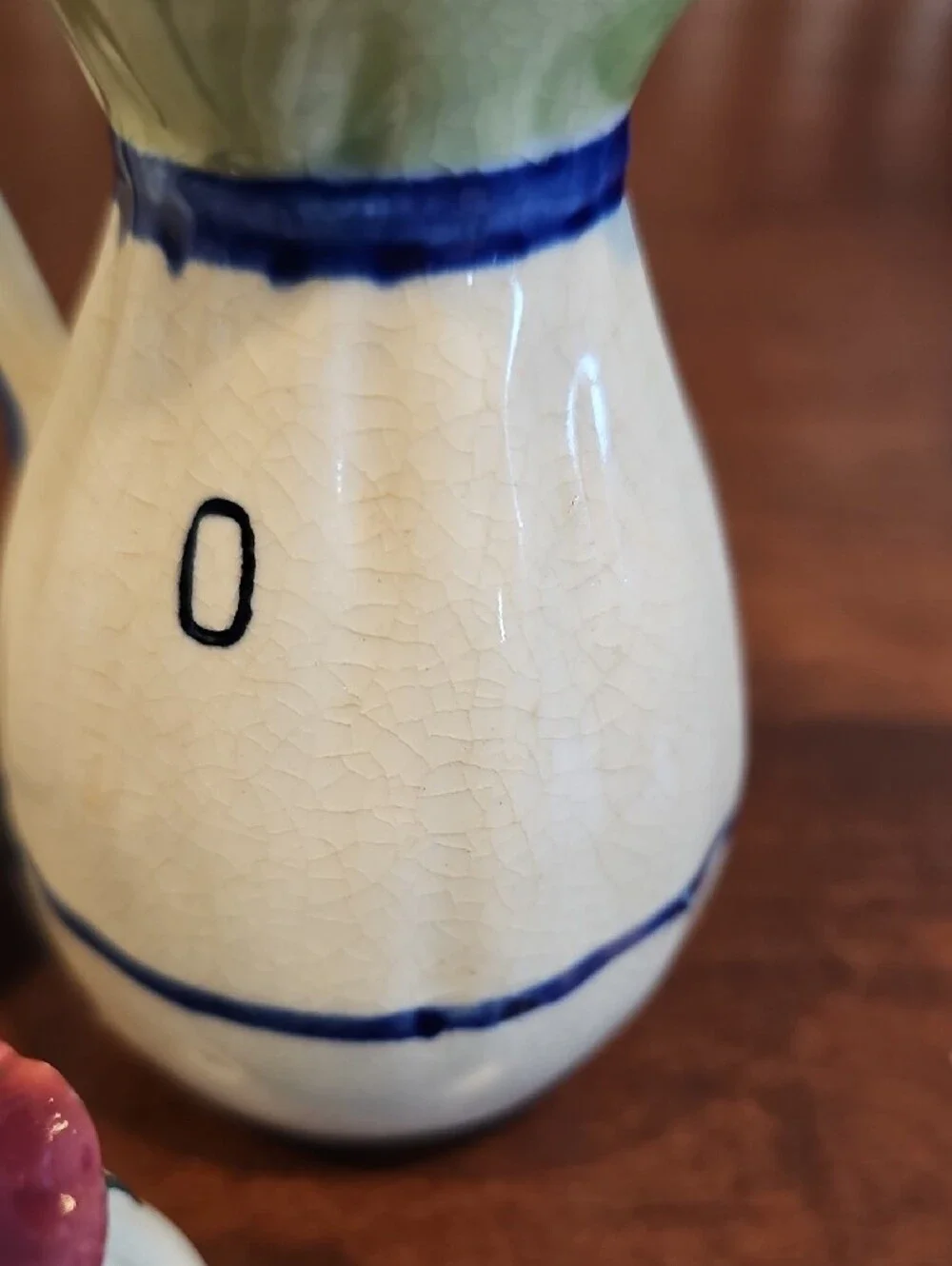 Cruet/Condiment 4 Piece Set Vintage Ceramic Hand Painted Japan Blue Bows Cottage